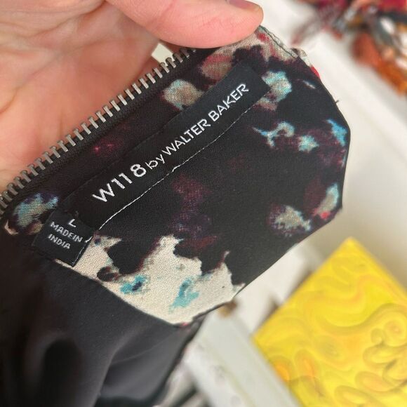 Walter Baker Black Floral Long Sleeve Dress L - Picture 2 of 16